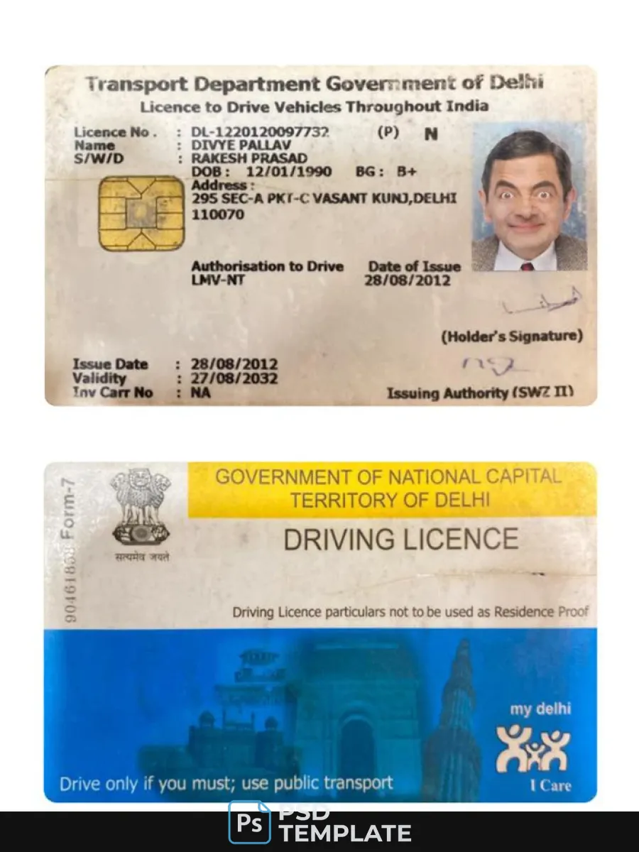 India Delhi Driving License — Driver License