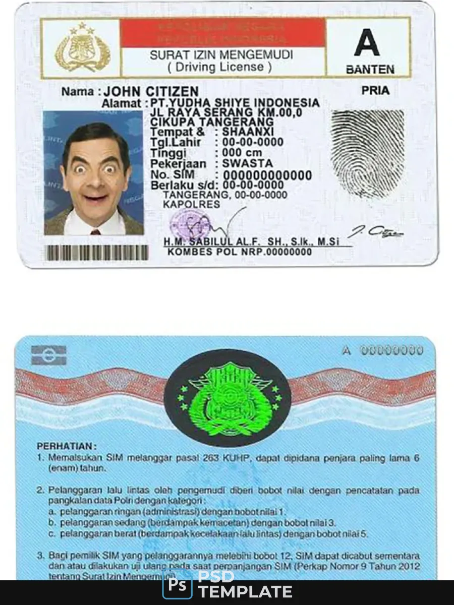 Indonesia Driving License — Driver License