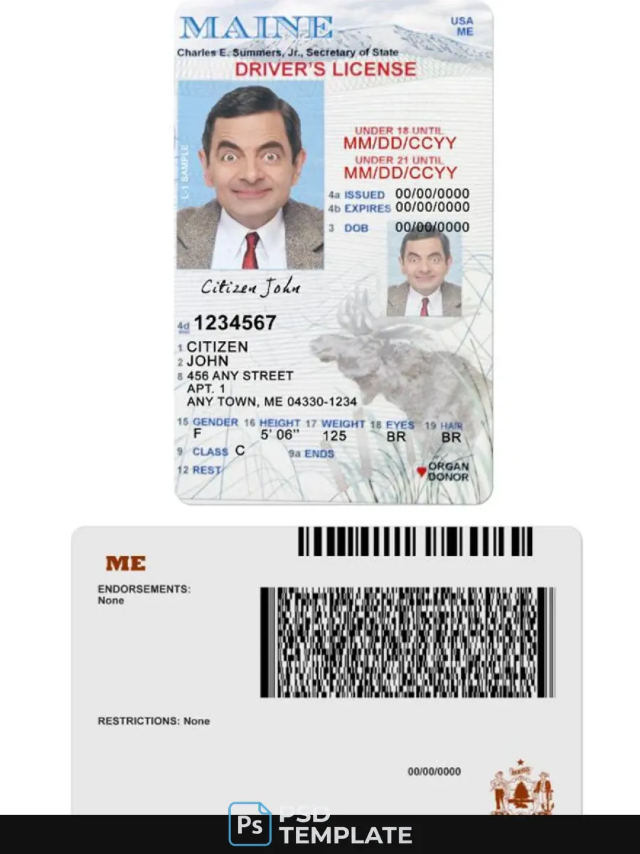 Usa Maine Driving License Under 21 — Driver License
