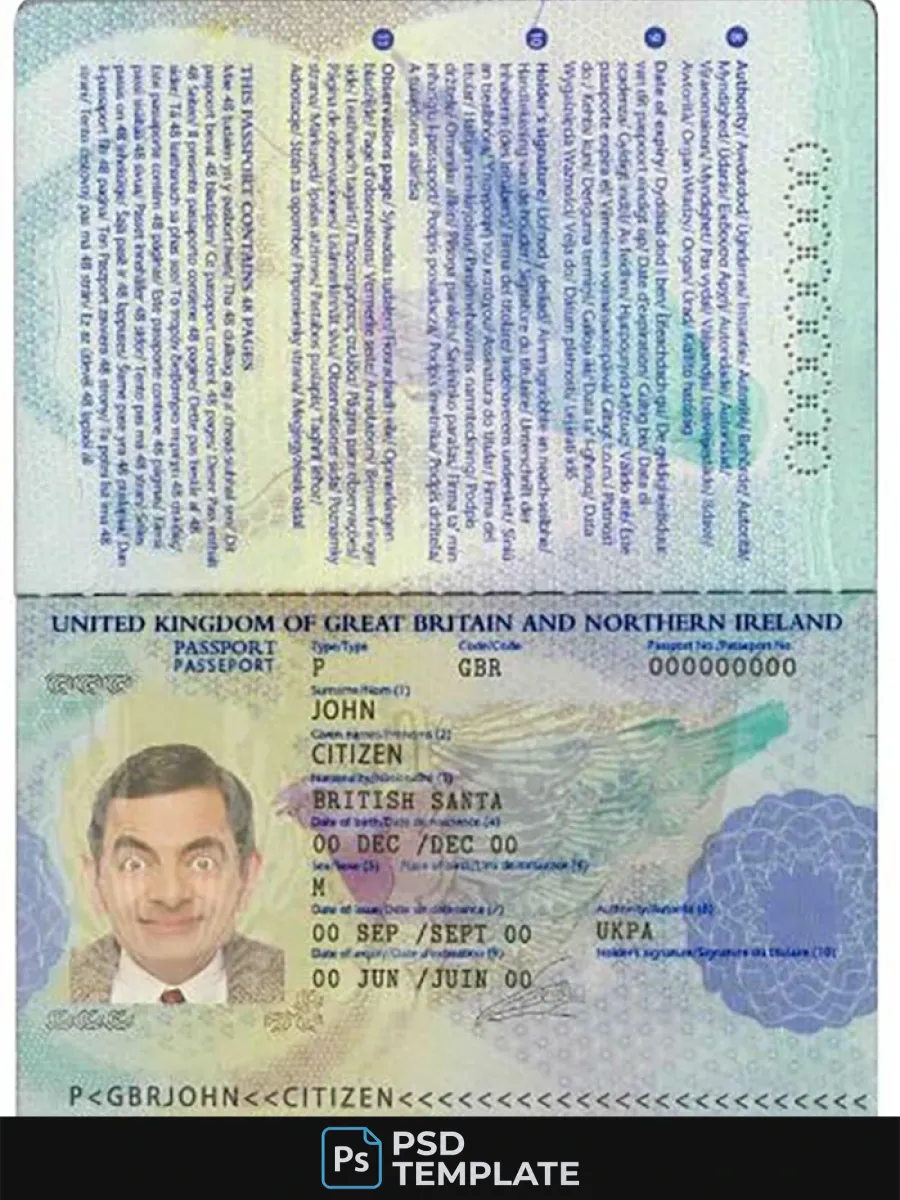 United Kingdom Passport Template In Psd Format Fully Editable 2006 2010 — Passports