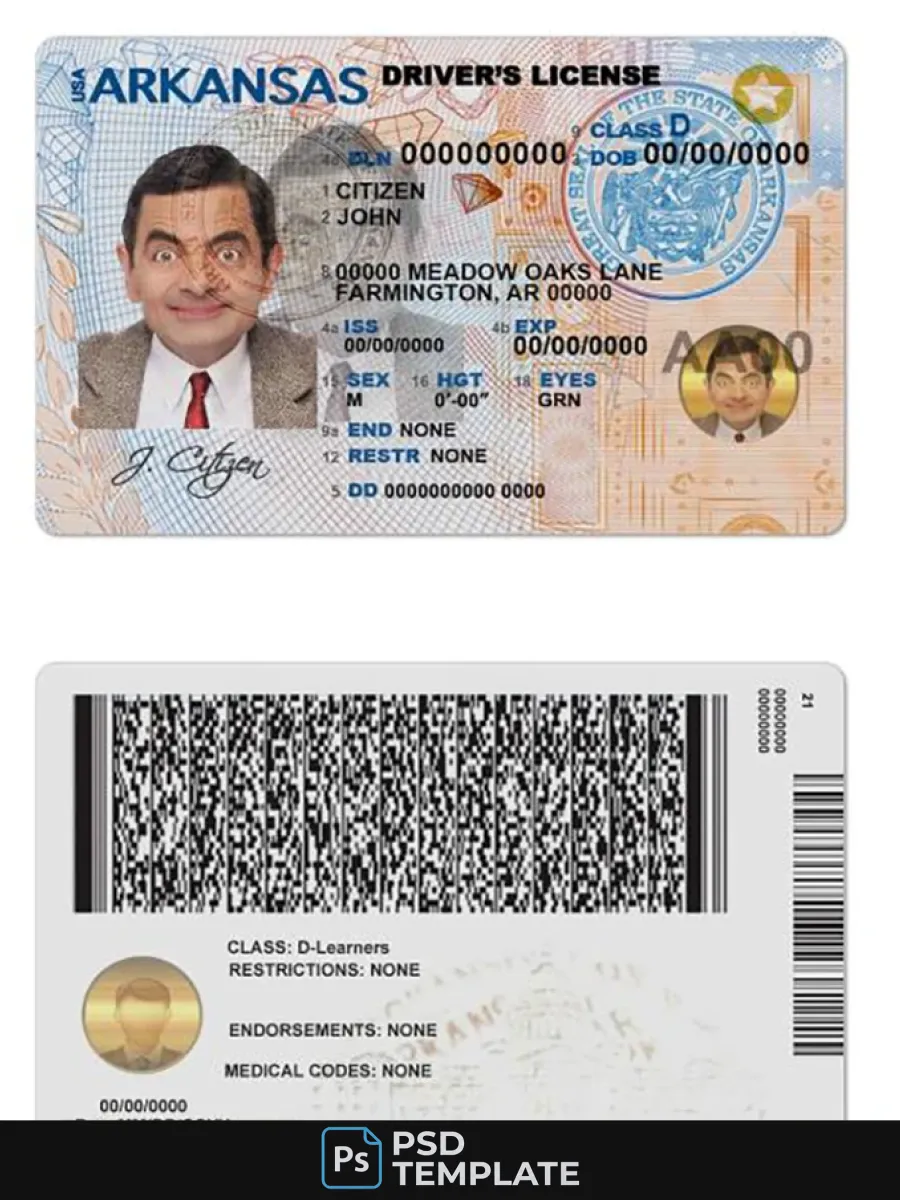 Usa Arkansas Driving License — Driver License