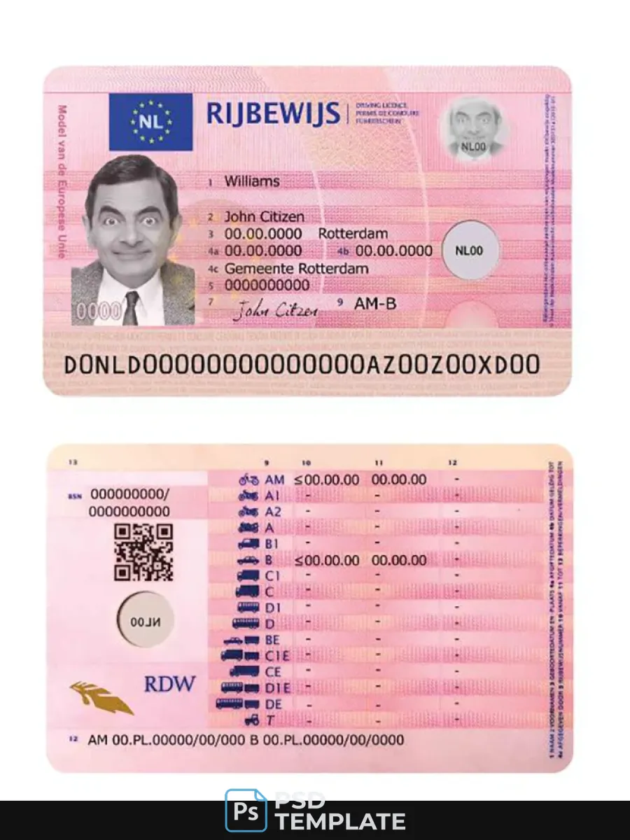 Netherlands Driving License 2014 Present — Driver License