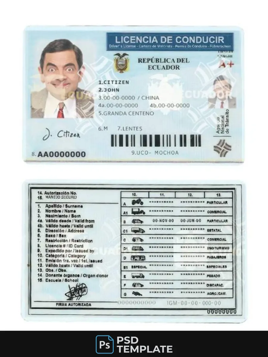 Ecuador Driving License — Driver License