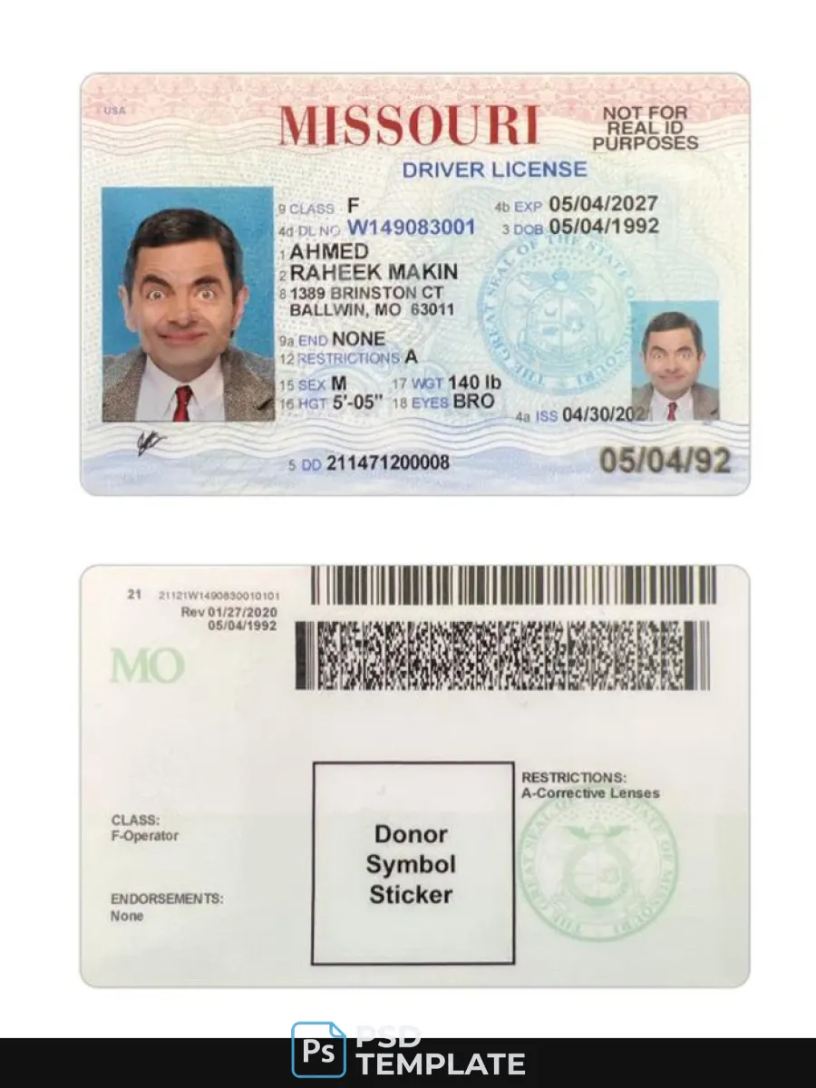 Usa Missouri Driving License 2021 Present