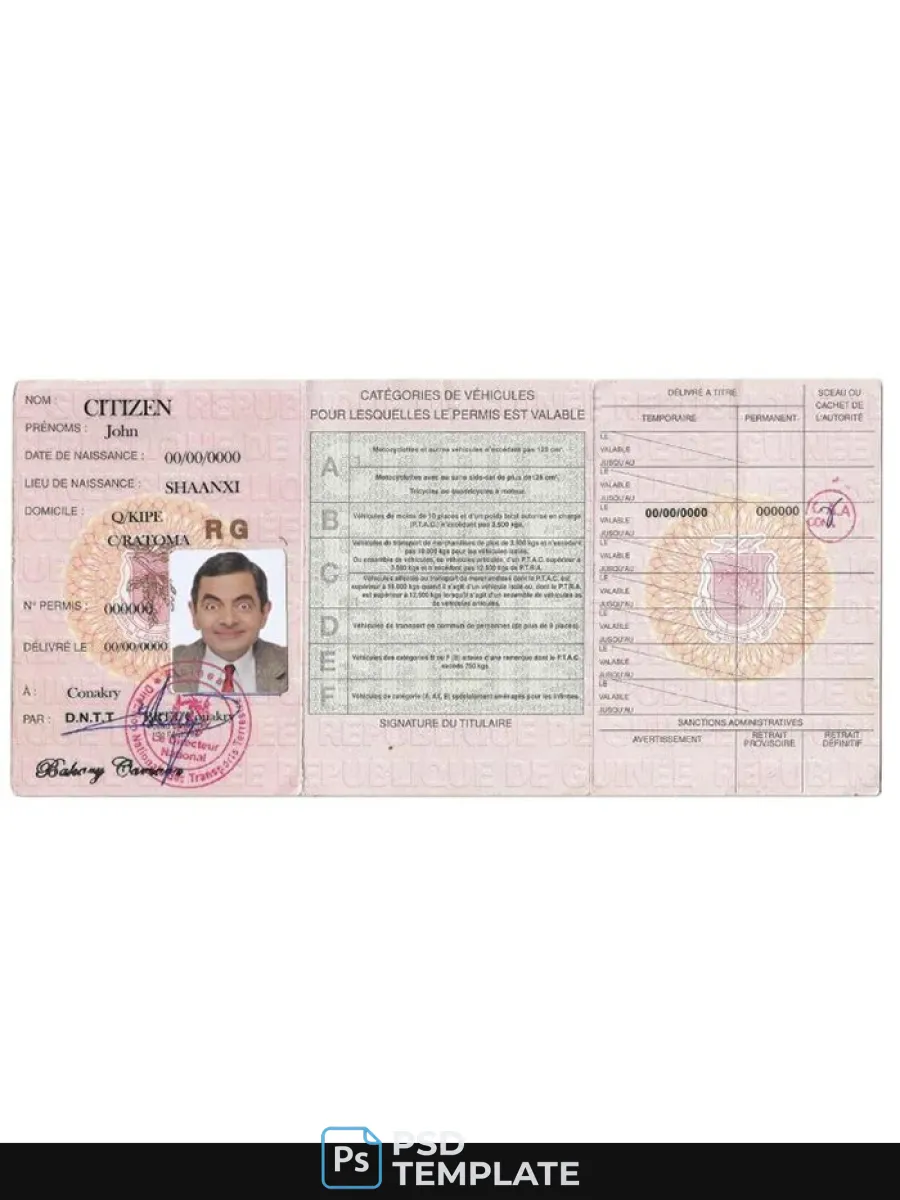 Guinea Driving License — Driver License