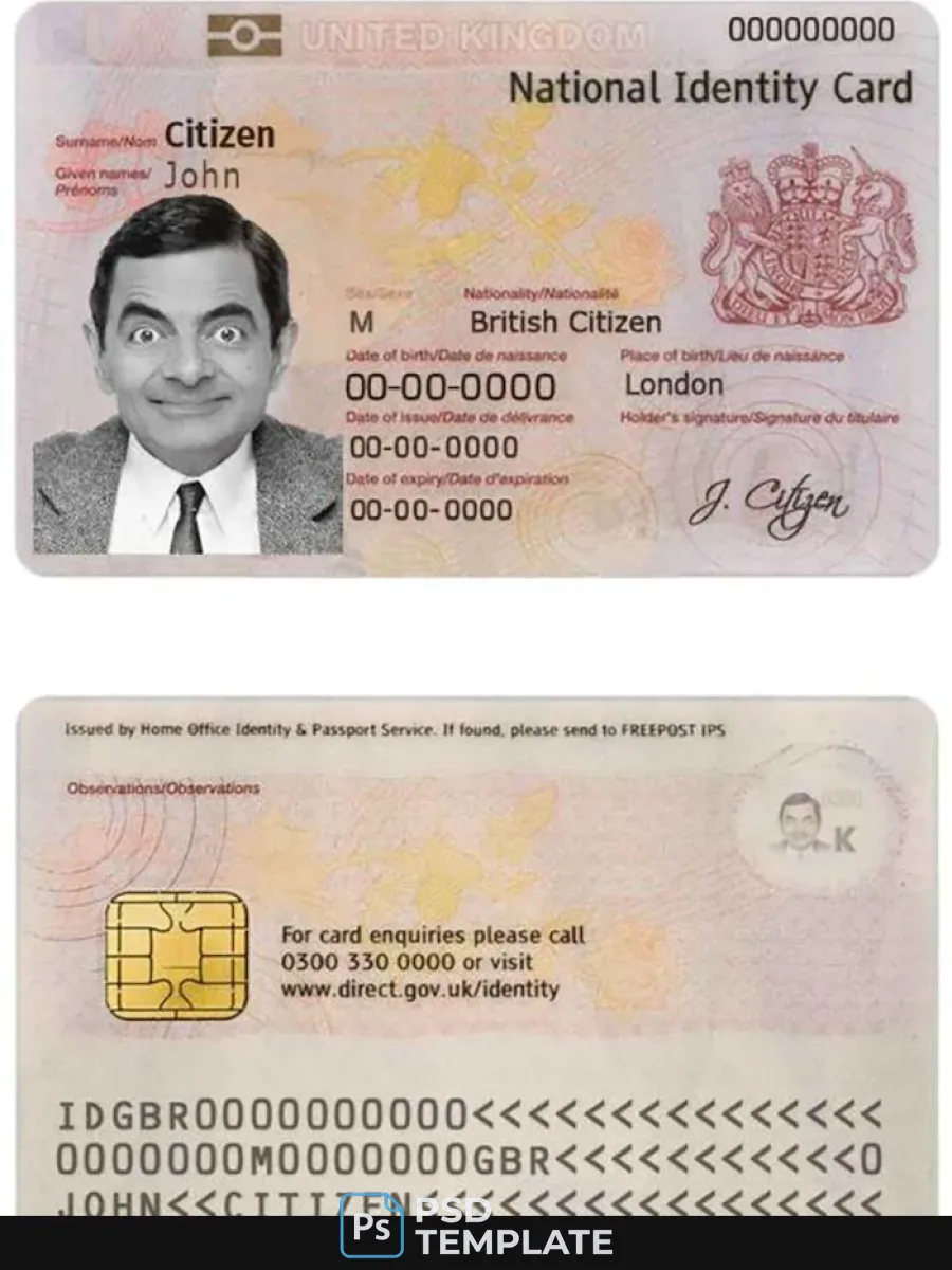 United Kingdom Id Identity Card 1 — ID Cards