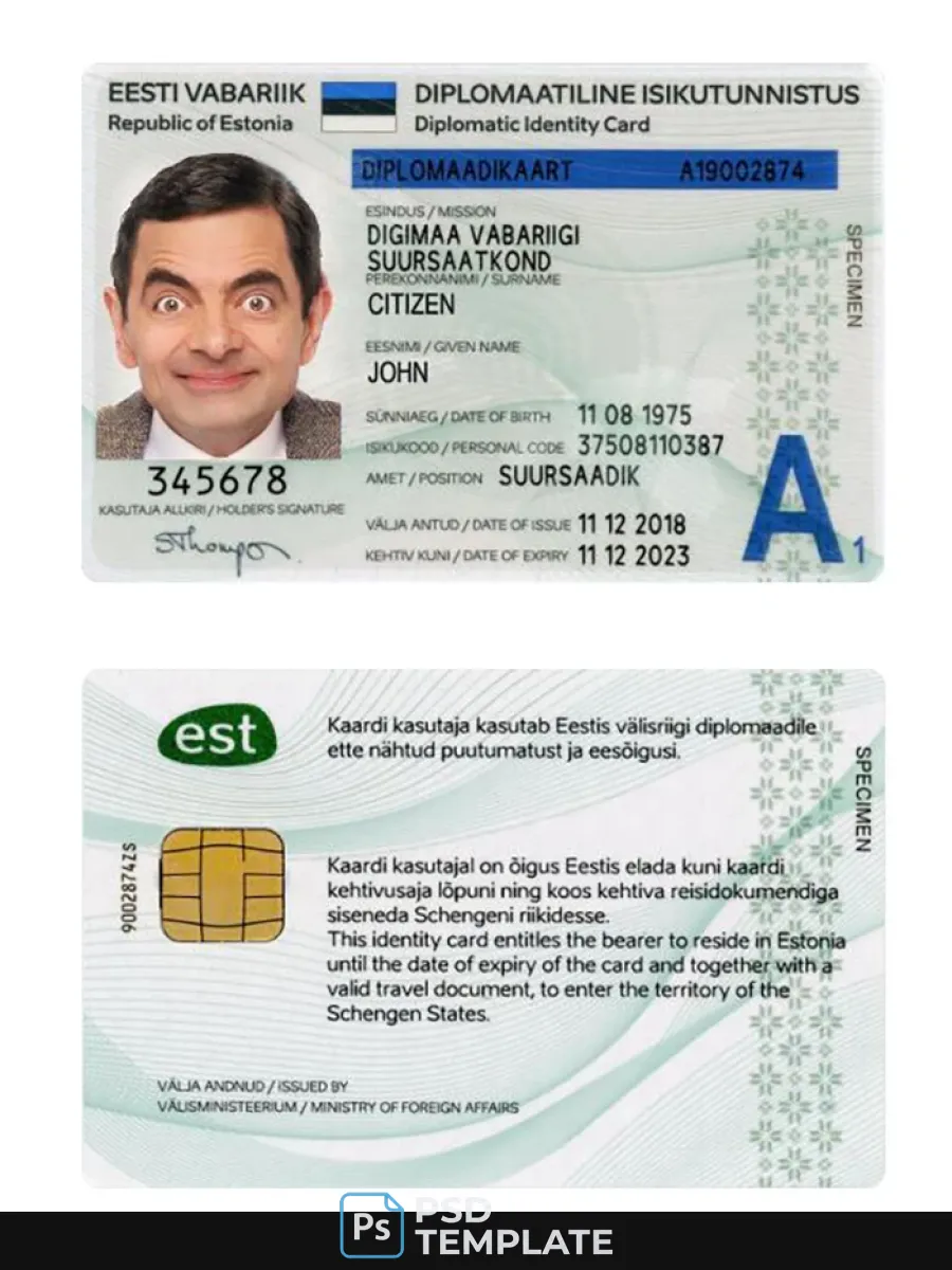 Estonia Diplomatic Id Card 2018 Present — ID Cards
