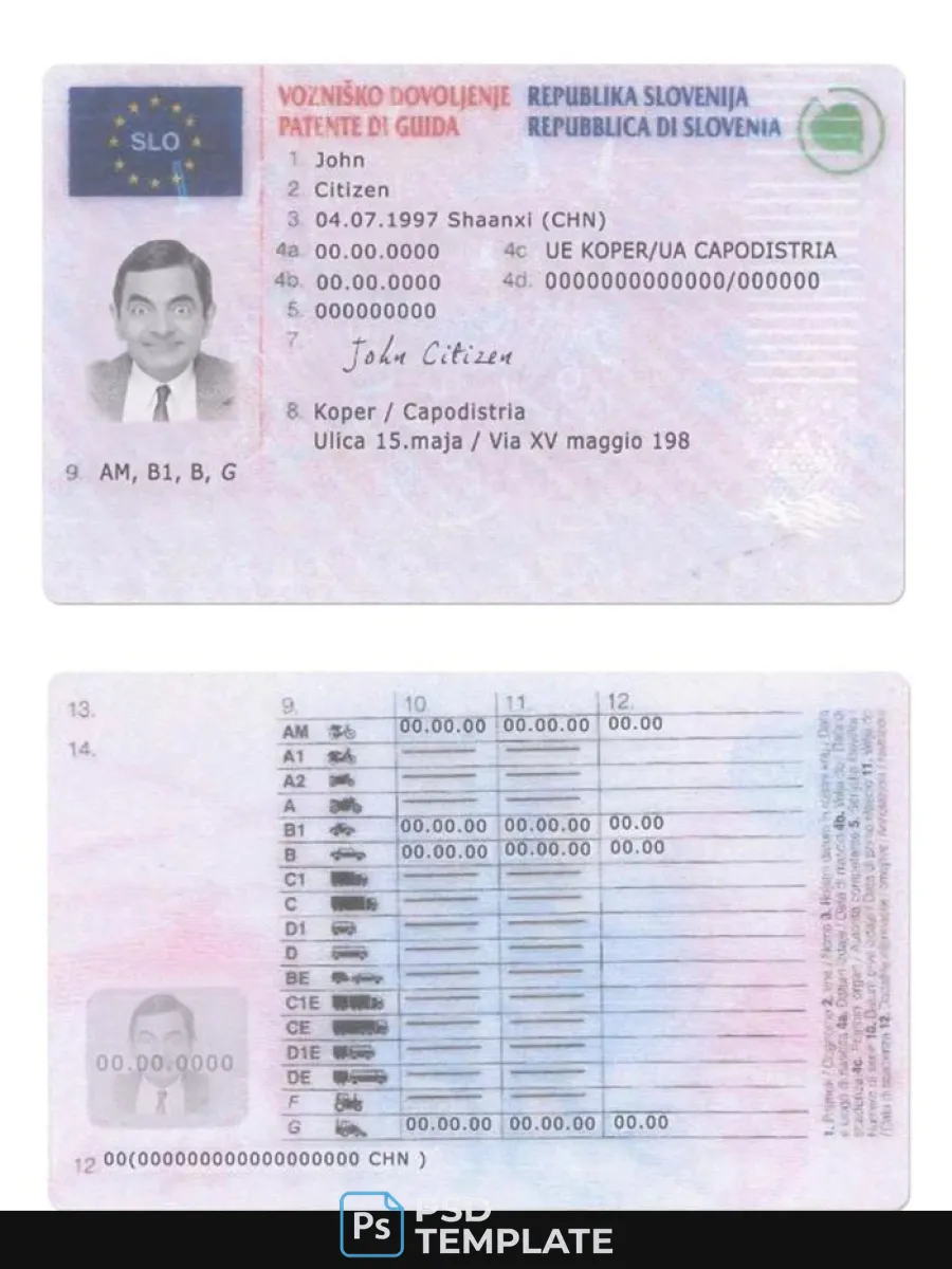 Slovenia Driving License — Driver License