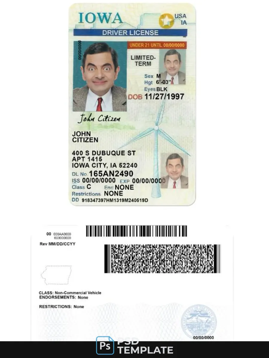 Usa Iowa Driving License Under 21 — Driver License