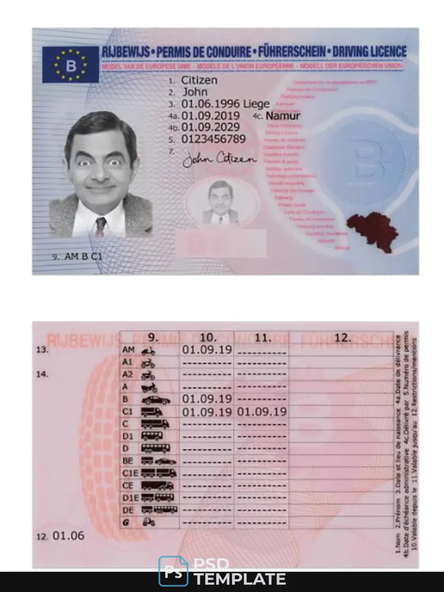 Belgium Driving License 2019 Present — Driver License