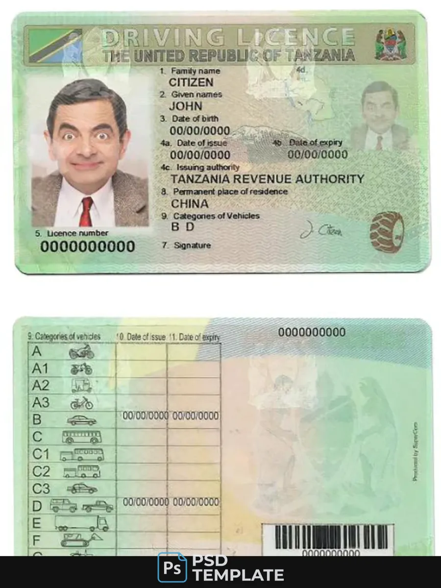 Tanzania Driving License — Driver License