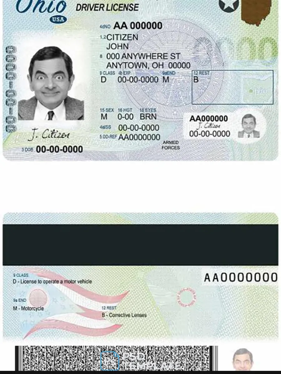 Usa Ohio State Driving License — Driver License