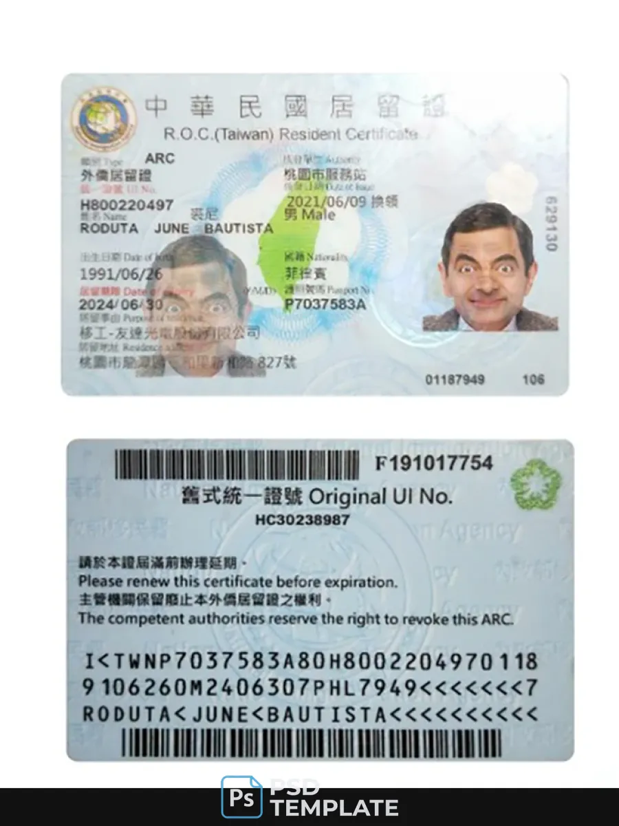 Taiwan Resident Permit — Residence Permit