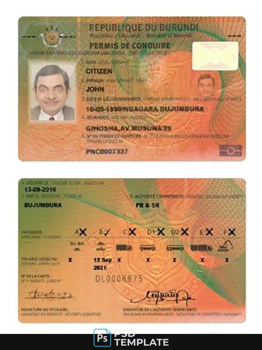 Burundi Driving License — Driver License