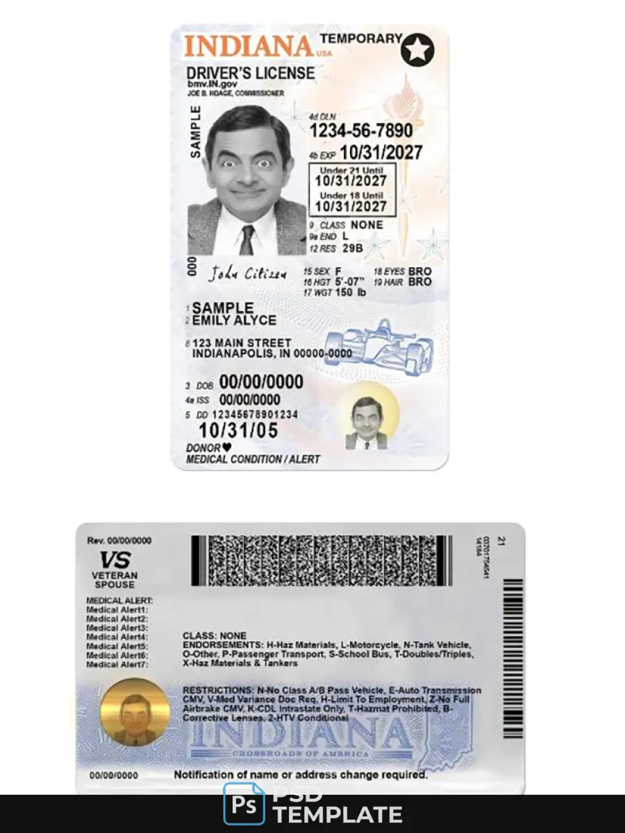 Usa Indiana Driving License Under 21 — Driver License