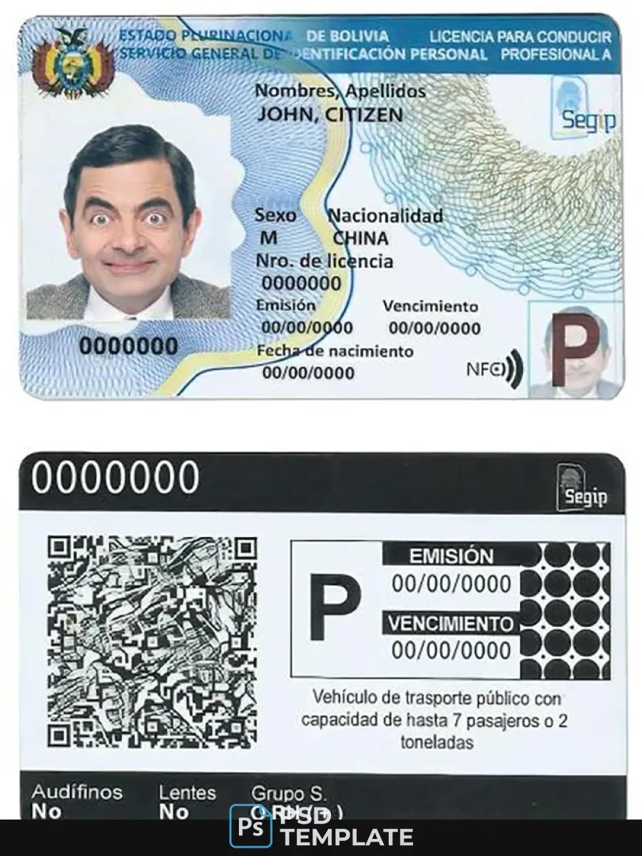 Bolivia Driving License Template In Psd Formatfully Editable2017Present — Driver License