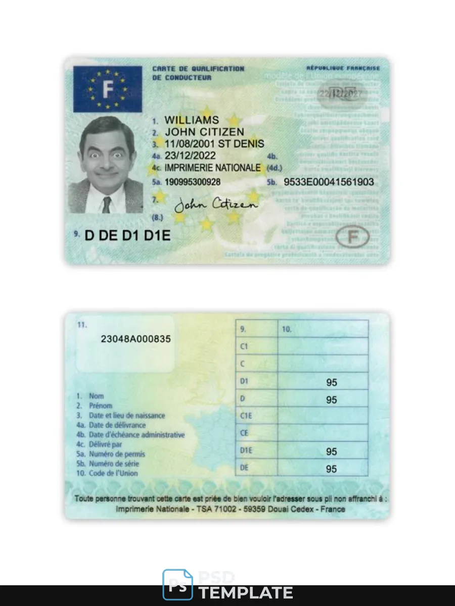 France Driving License 2022 Present — Driver License