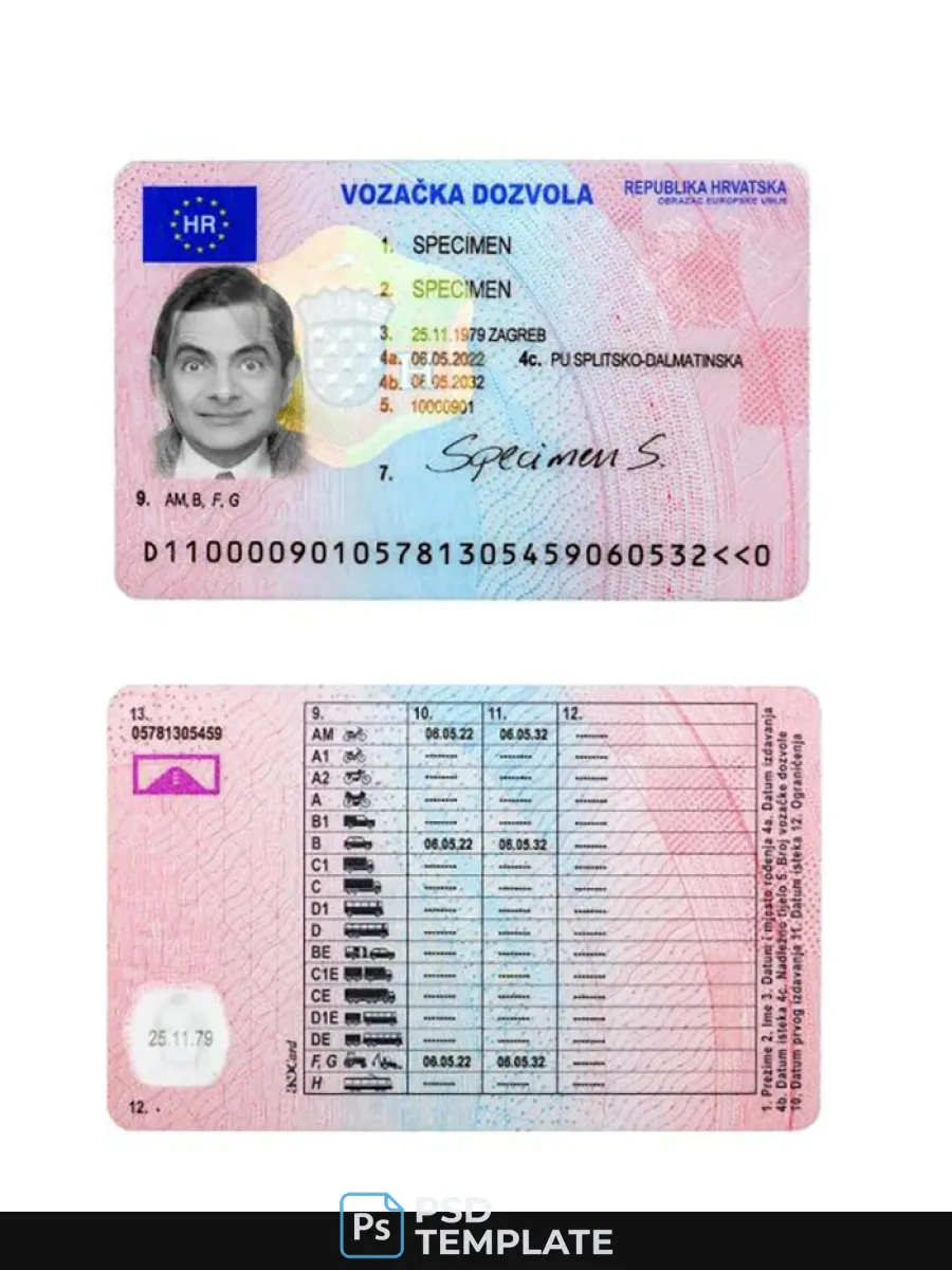 Croatia Driving License 2022 Prsesent — Driver License