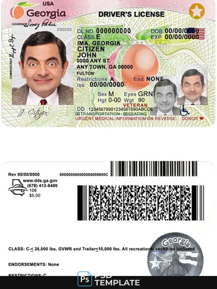 Usa Georgia Driving License 2017 2019 — Driver License