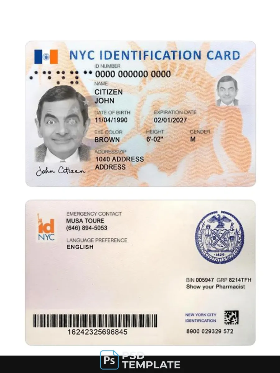 Usa New York New Id Card — ID Cards
