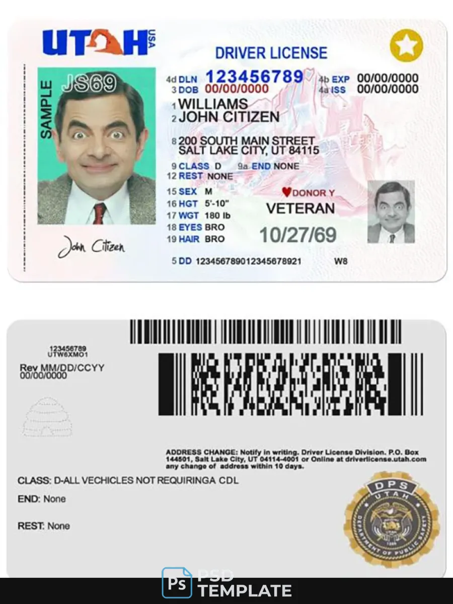 Usa Utah Driving License 2021 Present