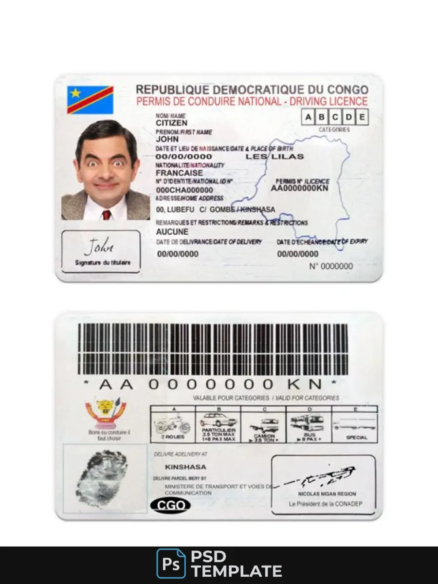 Congo National Driving License — Driver License