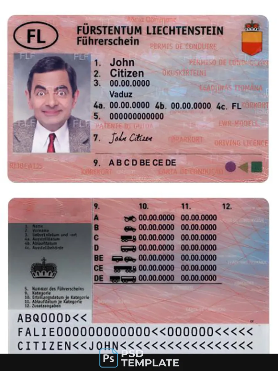 Liechtenstein Driving License — Driver License