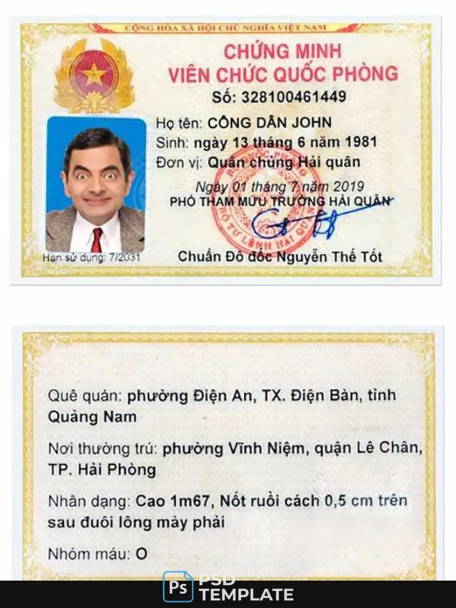 Vietnam Identity Card Psd Template Version 3 1 — ID Cards