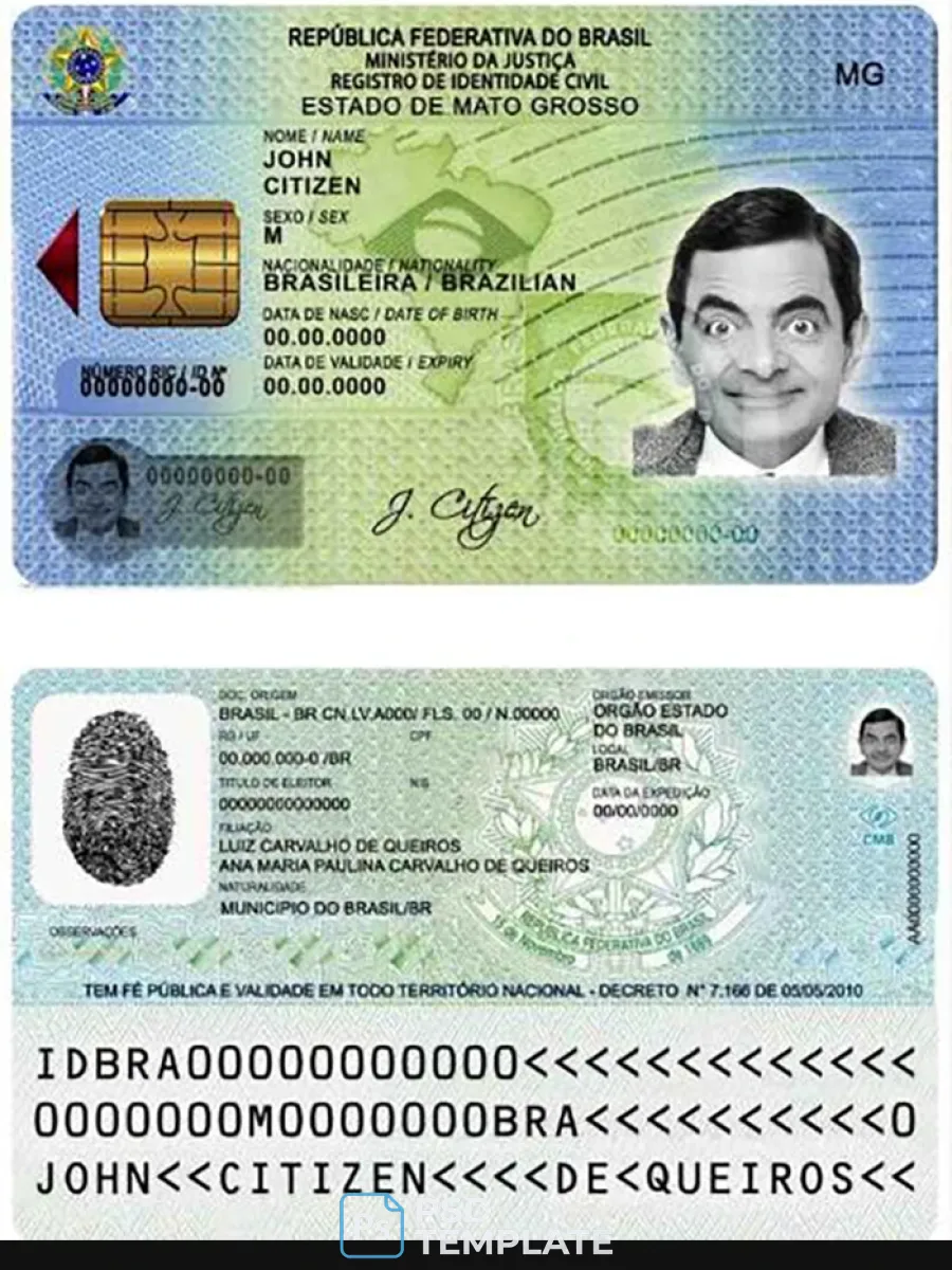 Brazil Id Template In Psd Format From 2009 2 — ID Cards