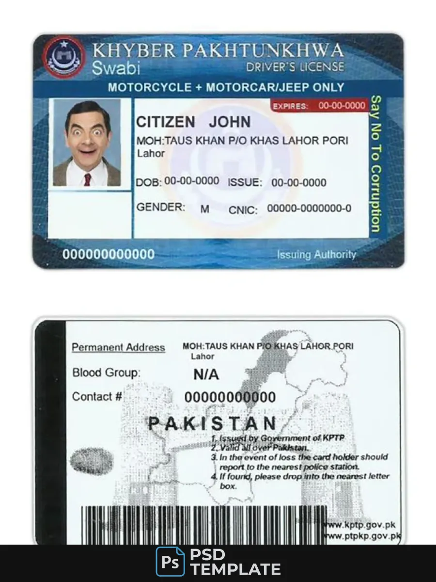 Pakistan Driver License — Driver License