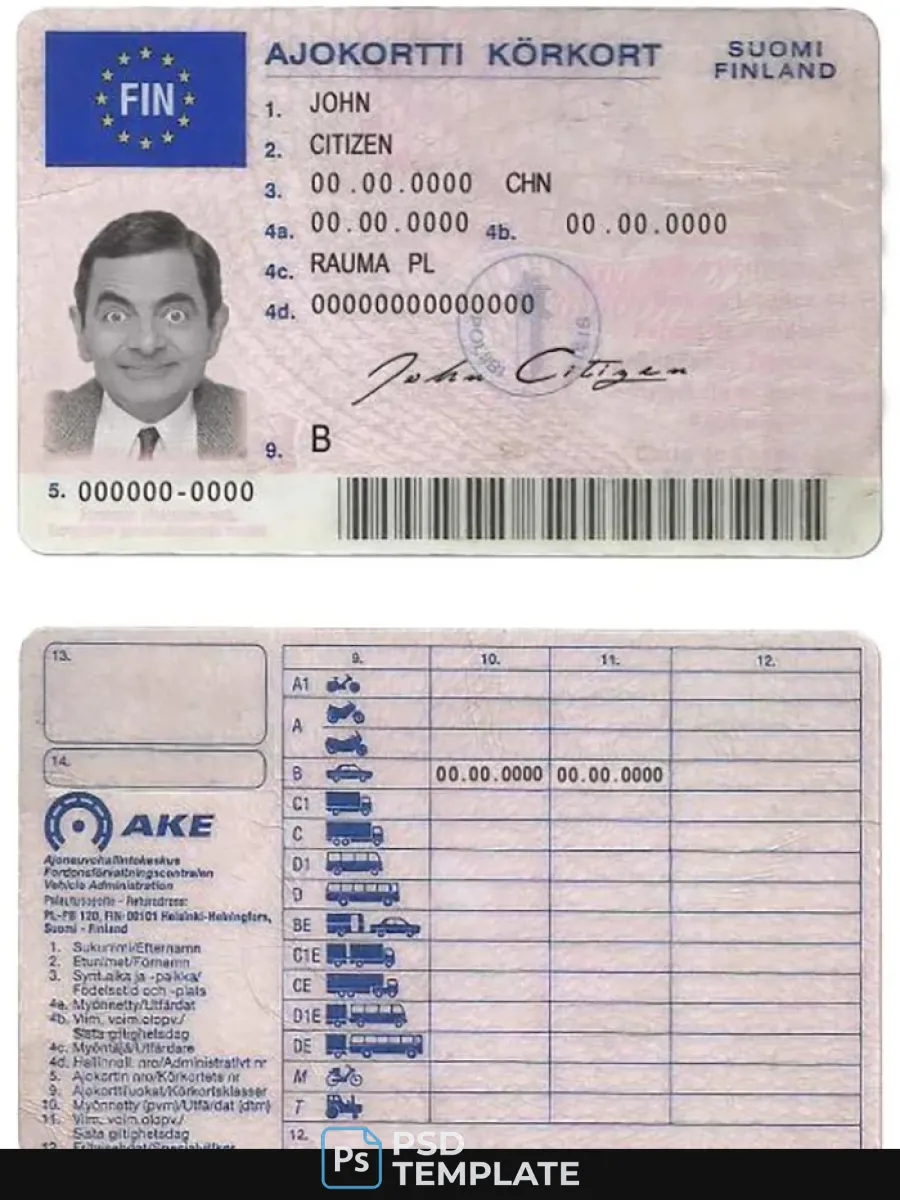 Finland Driving License — Driver License