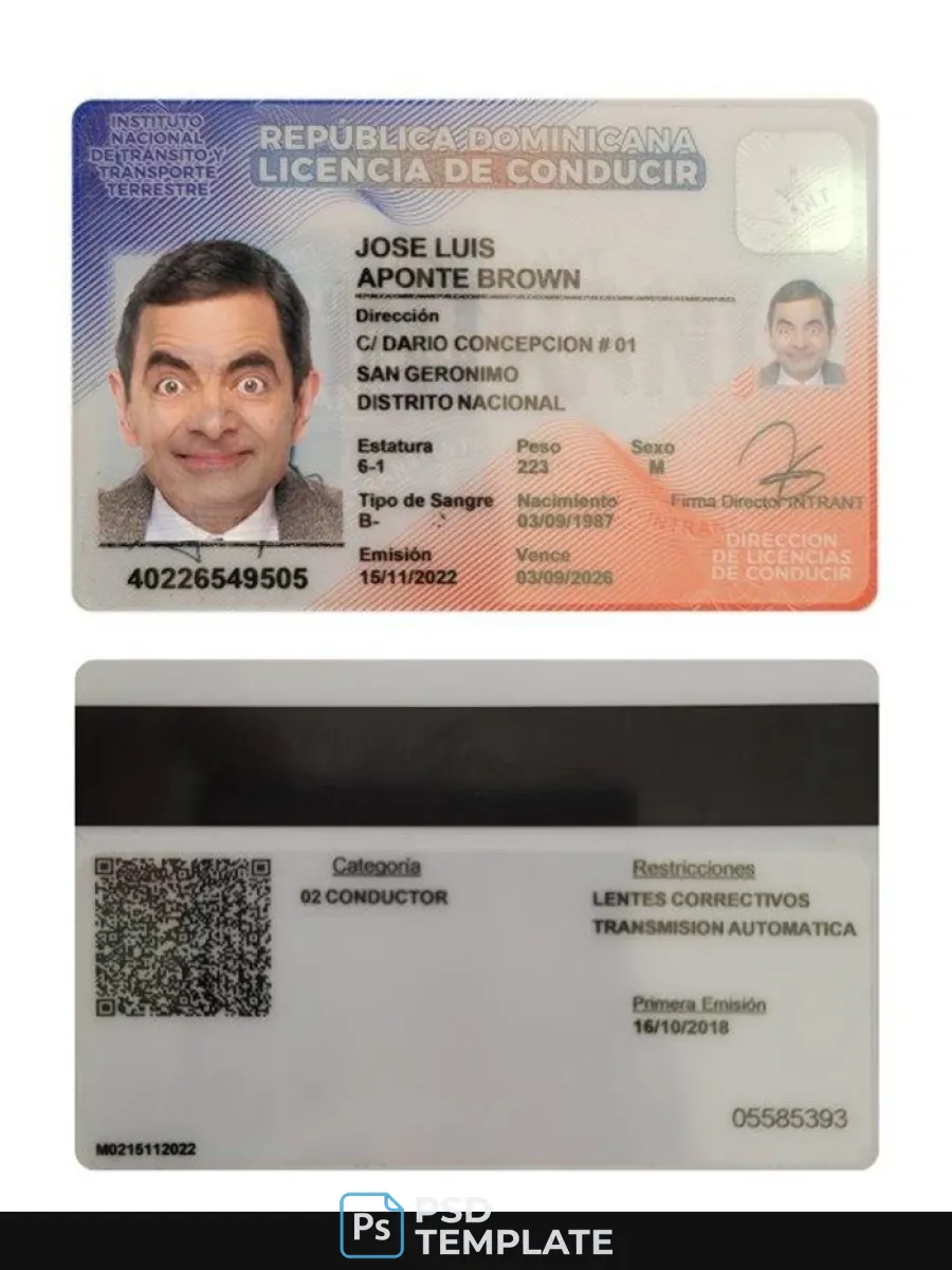 Dominican Republic Driving License — Driver License