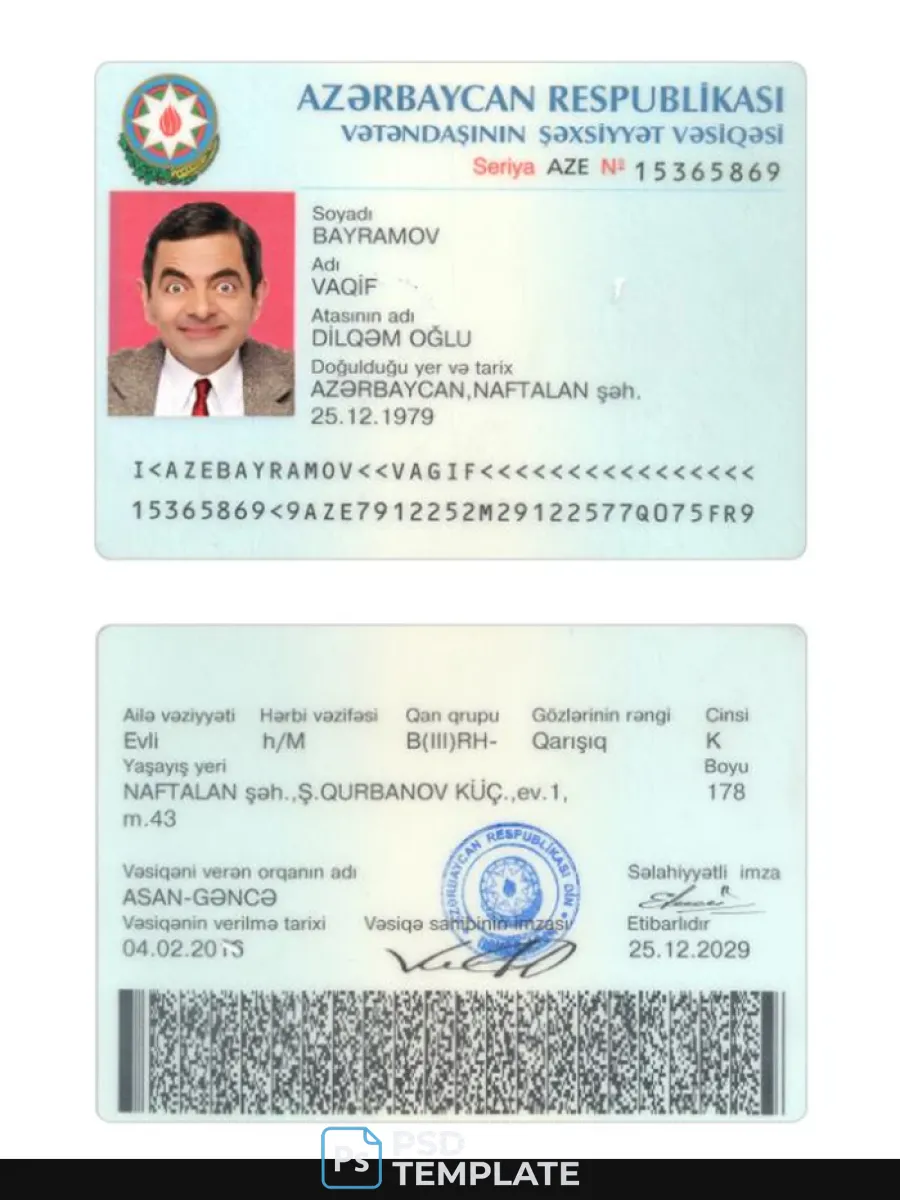 Azerbaijan Id Card 2016 Present — ID Cards