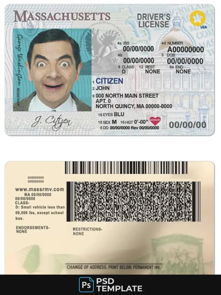 Usa Massachusetts Driving License