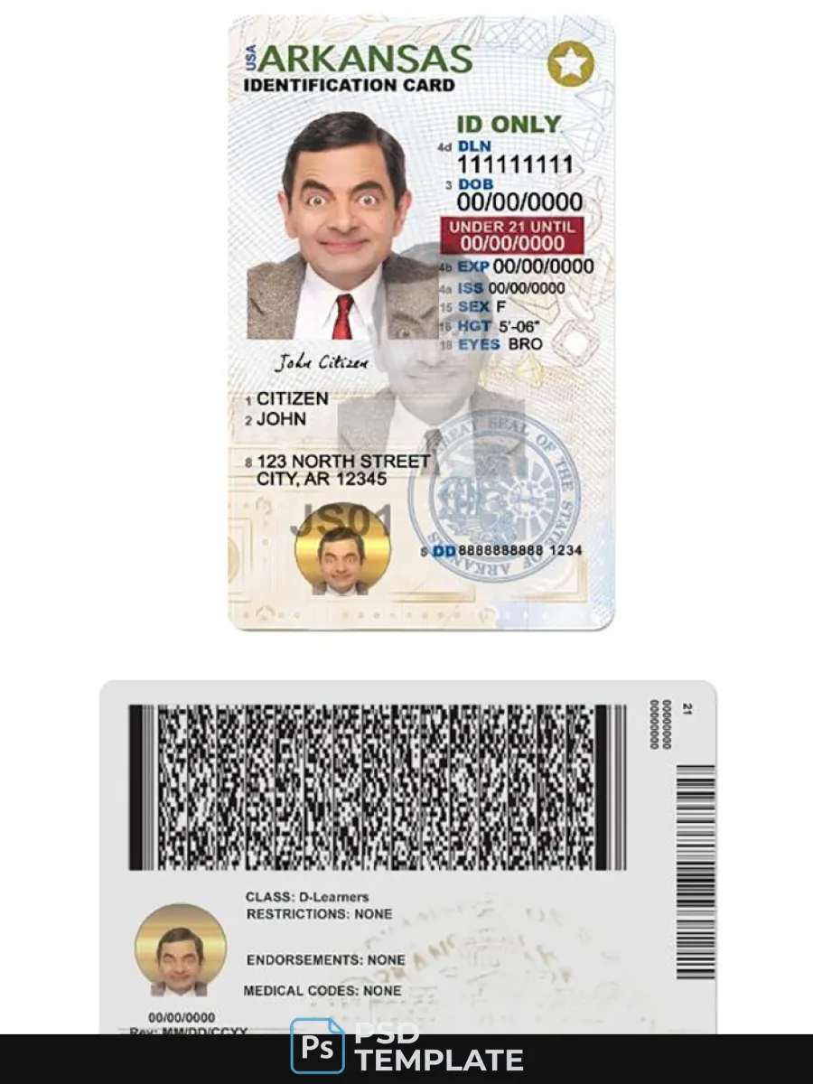 Usa Arkansas Id Card Under 21 — ID Cards