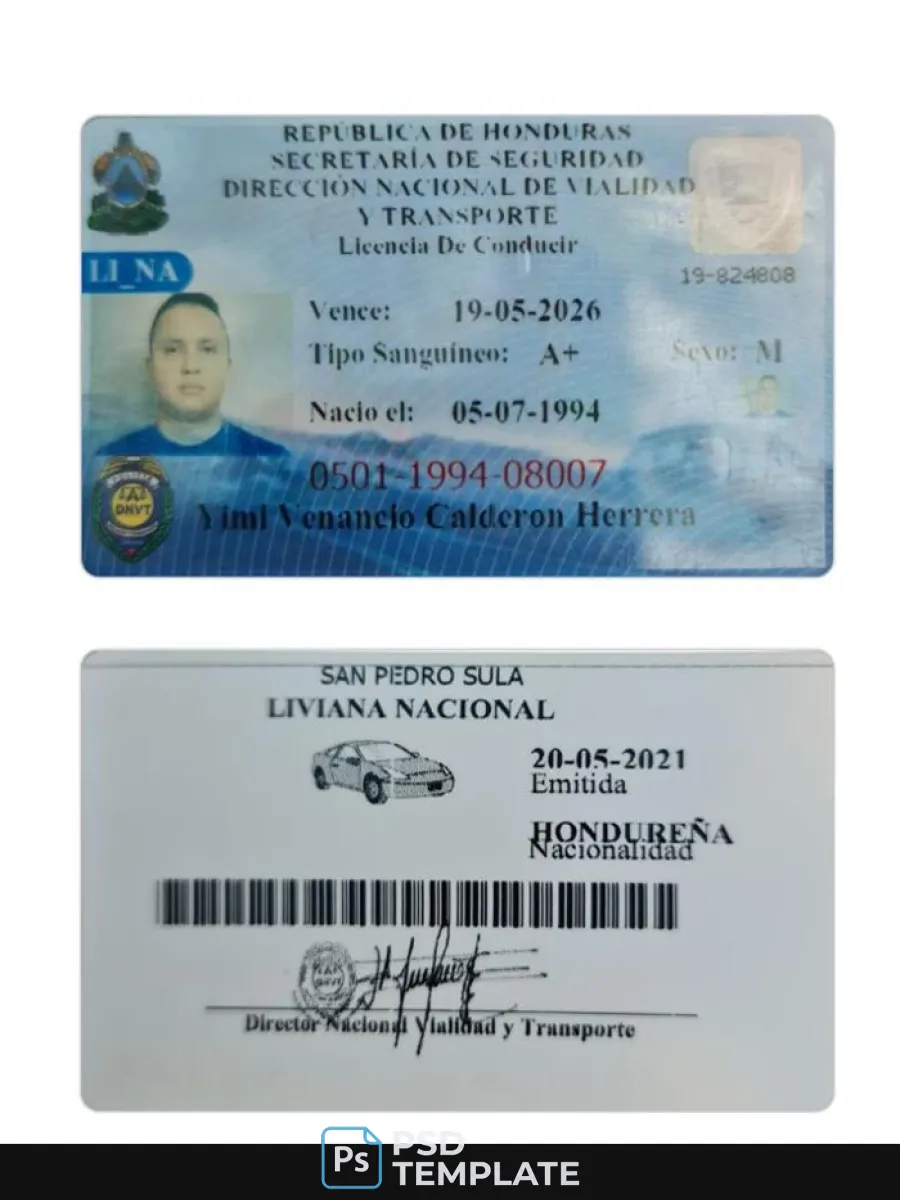 Honduras Driving License — Driver License