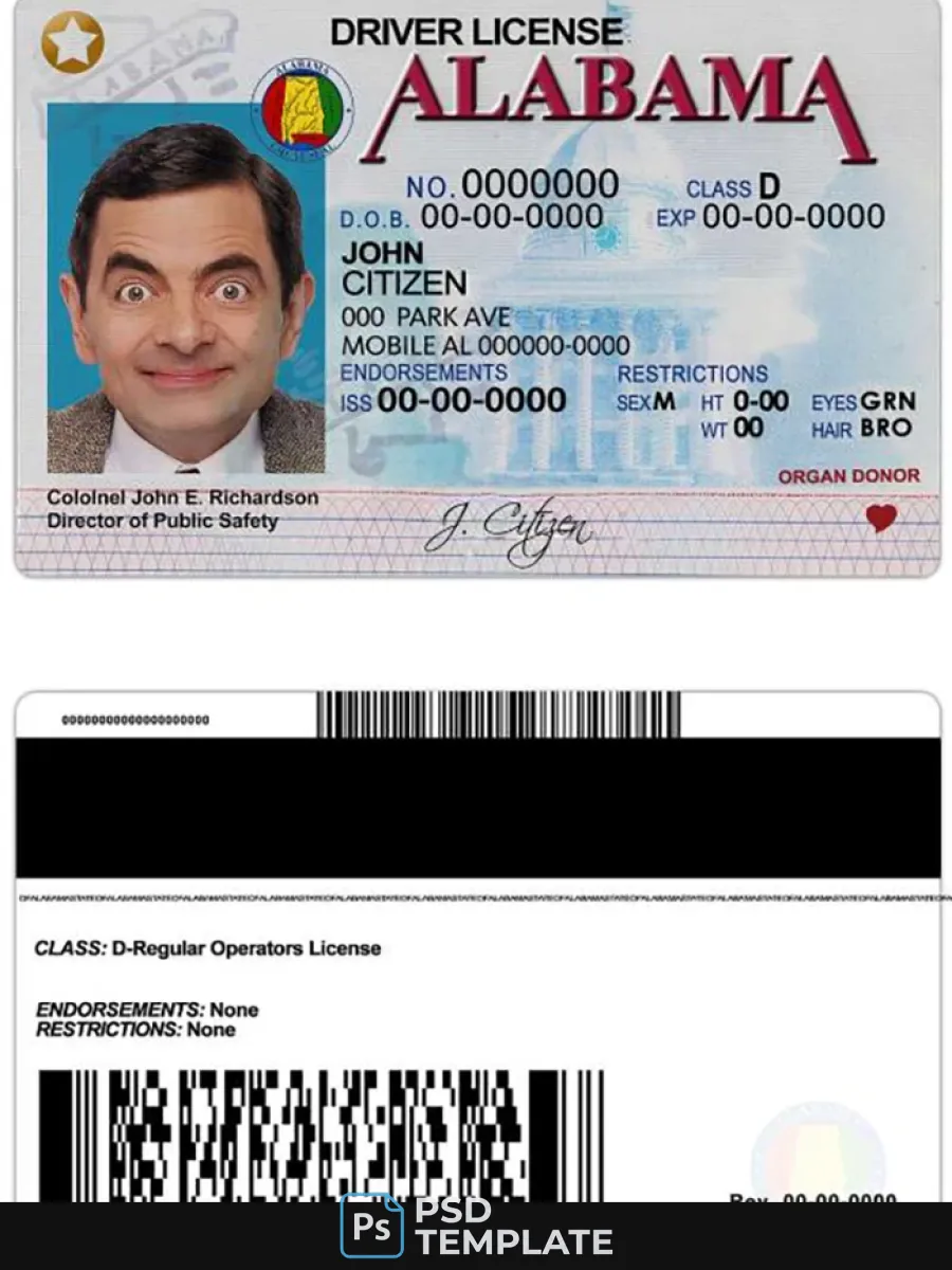 Usa Alabama Driving License — Driver License