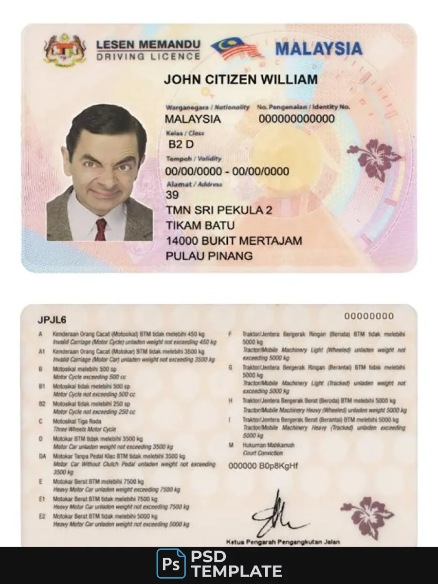 Malaysia Driving License — Driver License