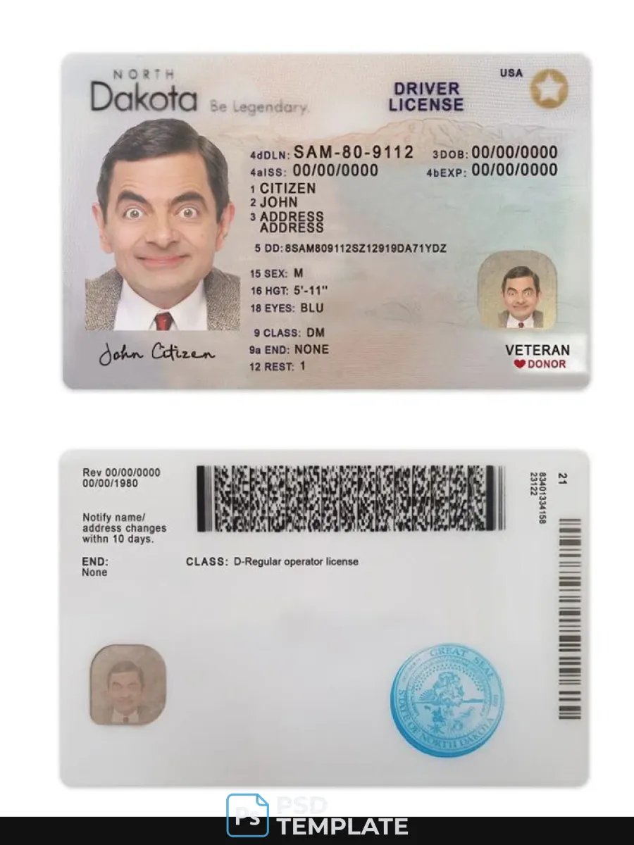 Usa North Dakota Driving License 2023 Present — Driver License