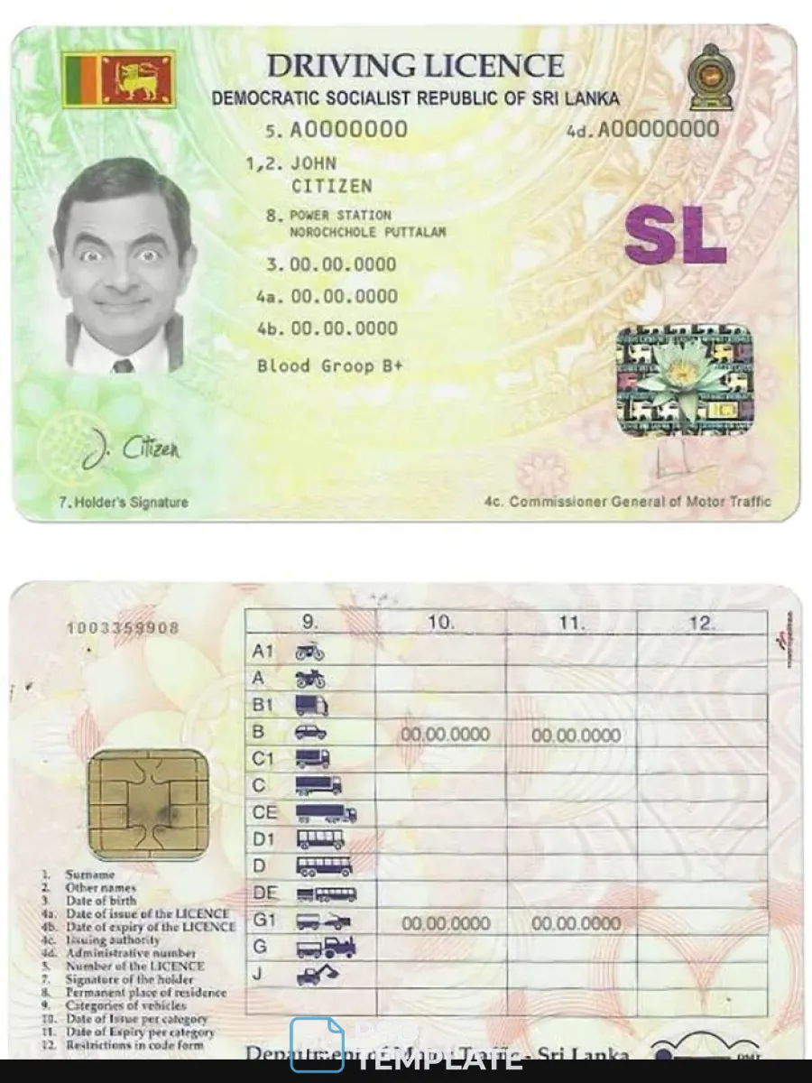 Sri Lanka Driving License — Driver License