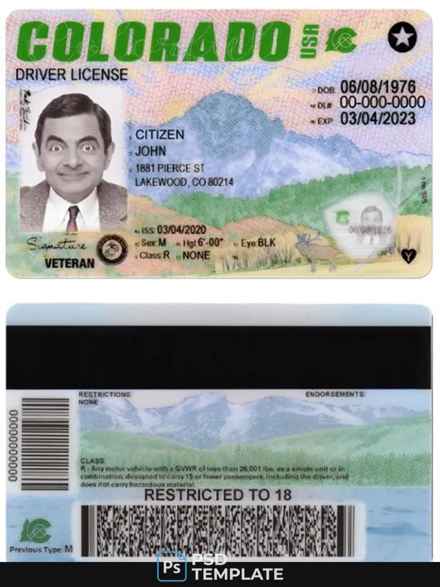 Usa Colorado New Driving License — Driver License