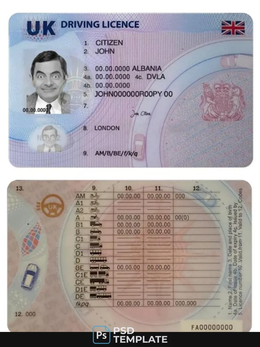 United Kingdom Driving License After 2021 December Present — Driver License
