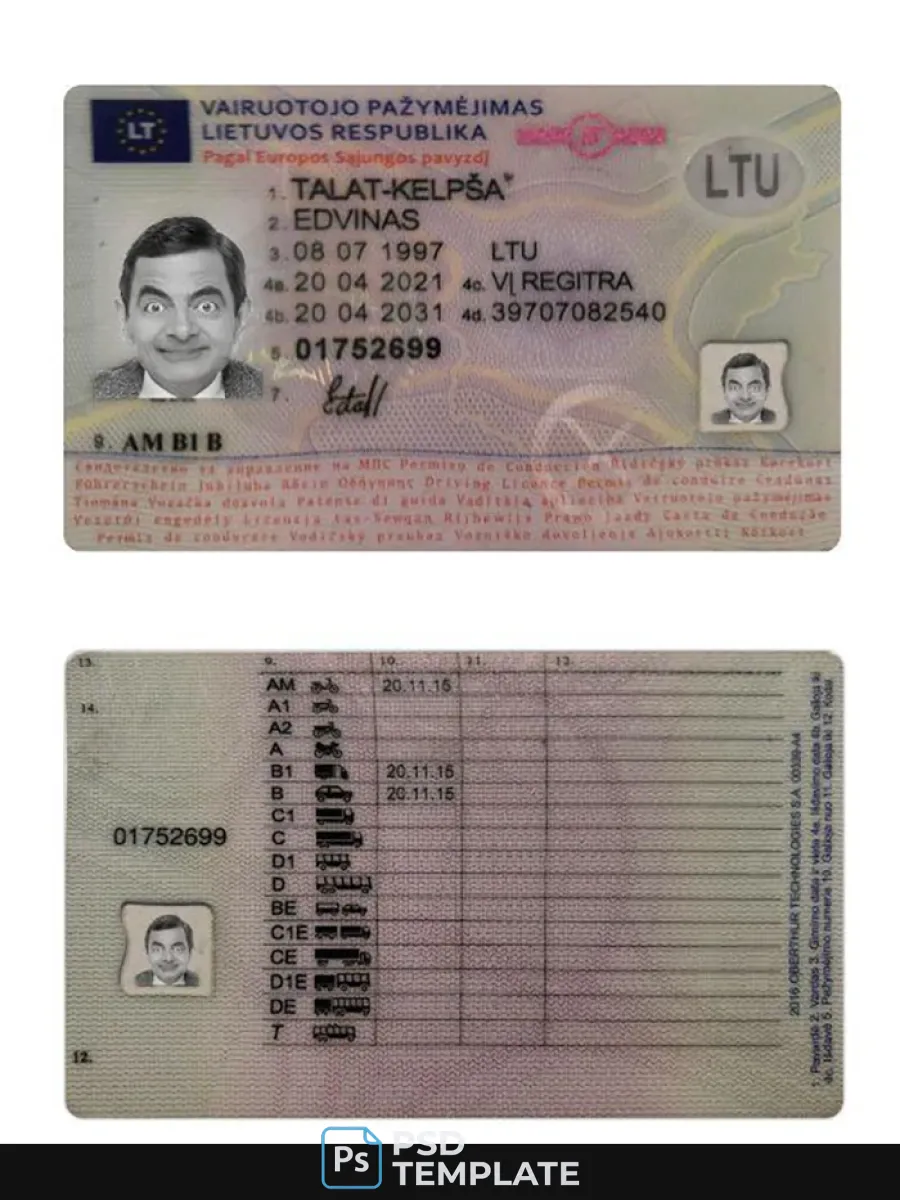 Lithuania Driving License 2021 Present — Driver License