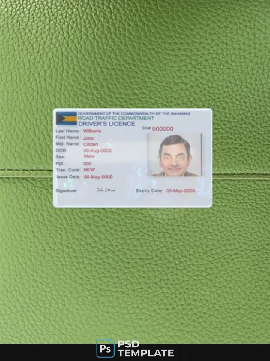 Bahamas Driving License Photolook Front — Driver License