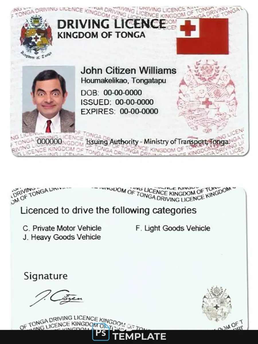 Tonga Driving License — Driver License