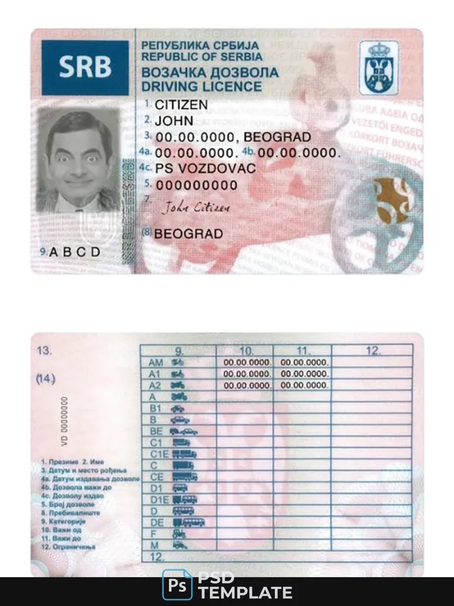 Serbia Driving License — Driver License