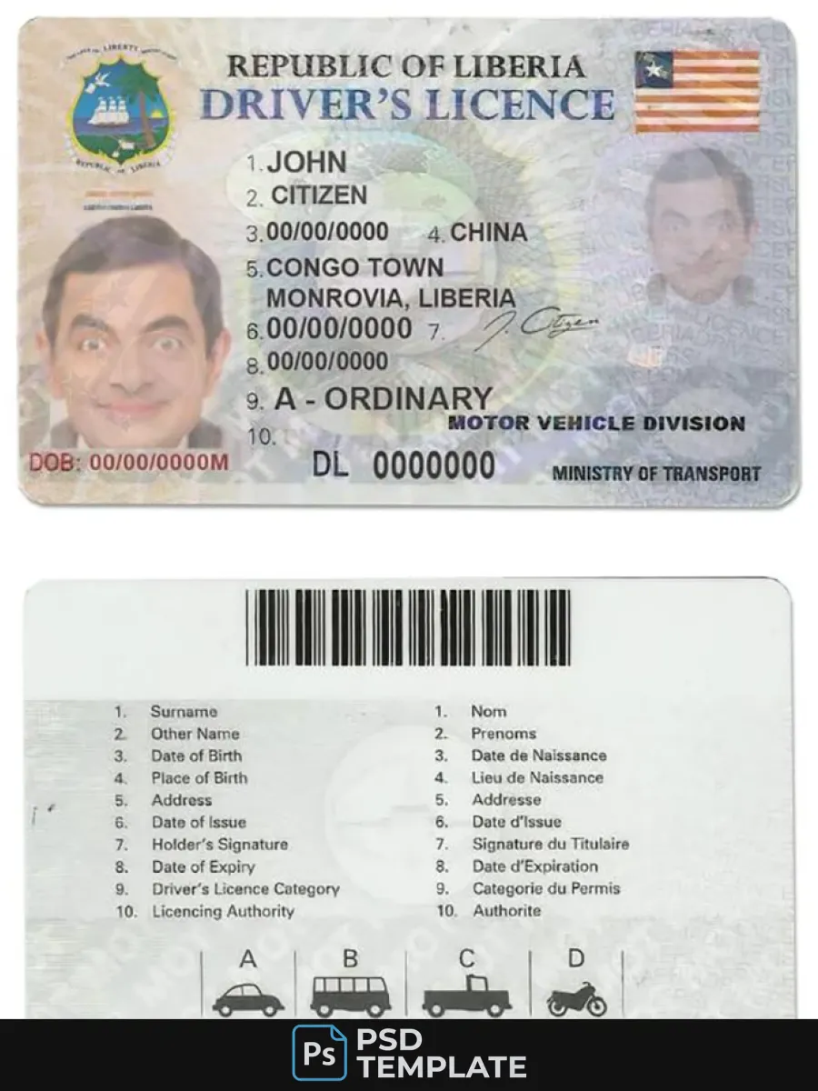 Liberia Driving License — Driver License