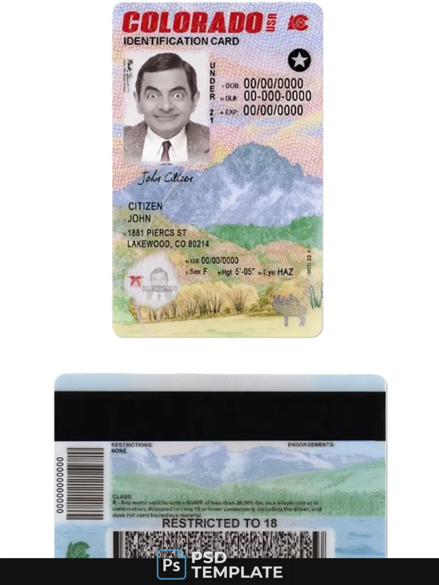Usa Colorado Id Card Under 21 — ID Cards