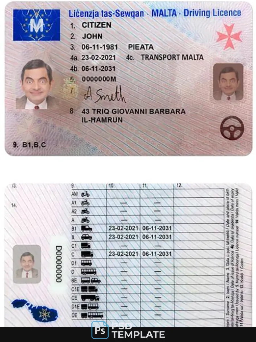 Malta Driving License — Driver License