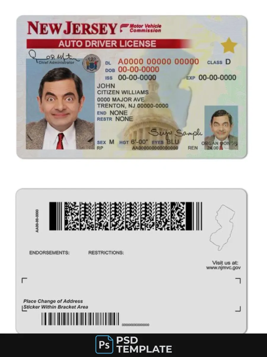 Usa New Jersey Driving License — Driver License